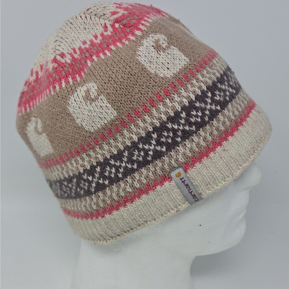 Carhartt Women's Striped Knit Hat Beanie Fleece Lined Multicolor One Size Pink